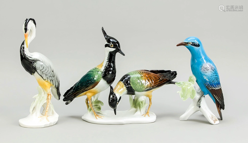 Three bird figures, pair of bi