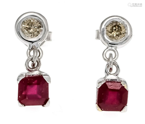 Ruby diamond stud earrings WG 58