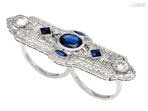 Art Deco sapphire old cut diamon