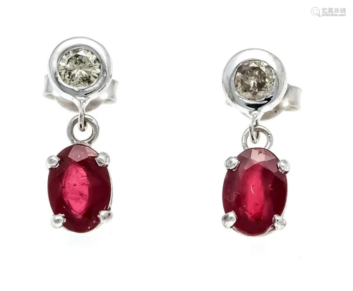 Ruby diamond stud earrings WG 58