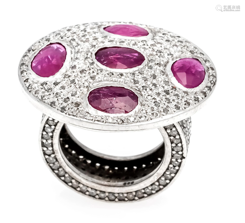 Ruby diamond ring silver 925/000