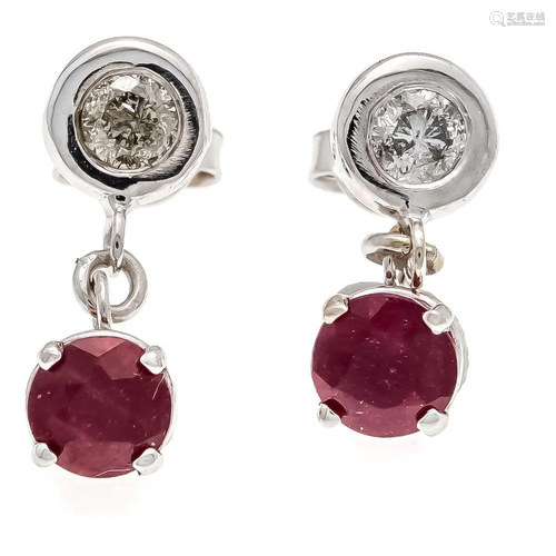 Ruby diamond stud earrings WG 58