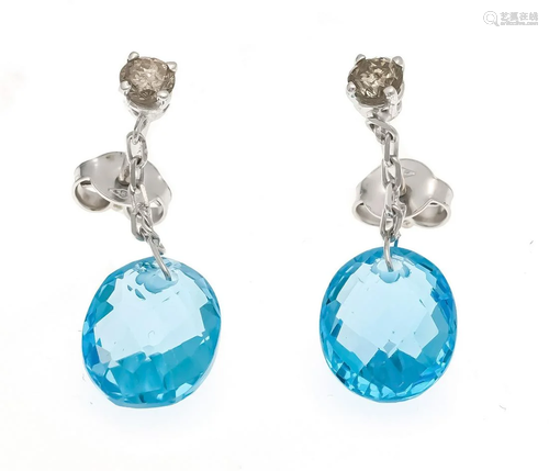 Blue topaz diamond stud earrings