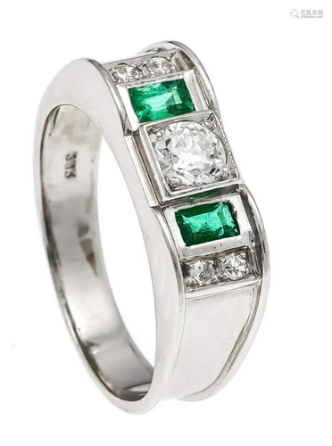 Art Deco old-cut diamond emerald