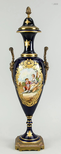 Sevres style lidded vase, Fran