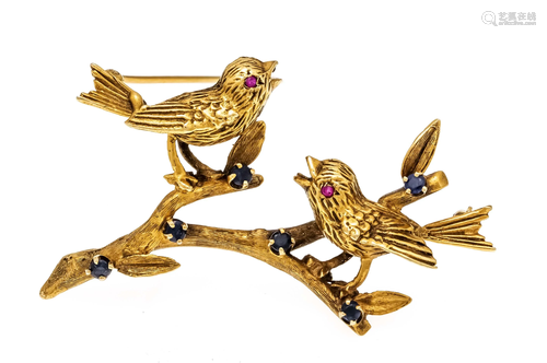 Bird brooch GG 585/000 with 6 ro