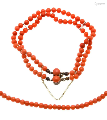 Coral set, necklace with spring