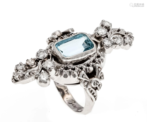 Aquamarine diamond ring gold and