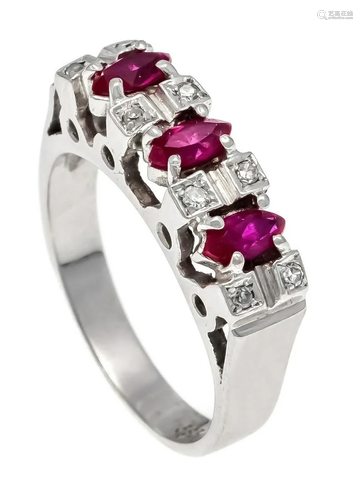 Ruby diamond ring WG 585/000 wit