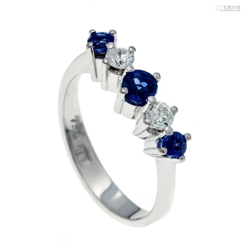 Sapphire old cut diamond ring WG