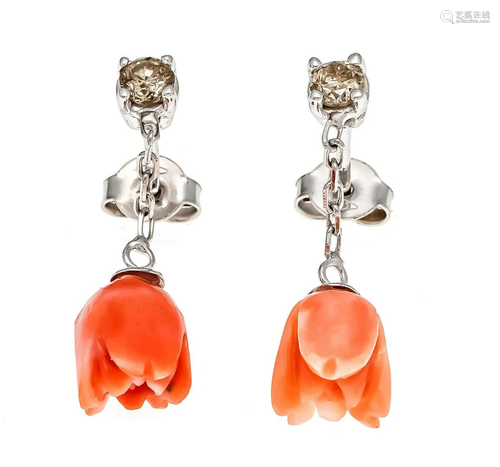 Angel skin coral diamond stud ea