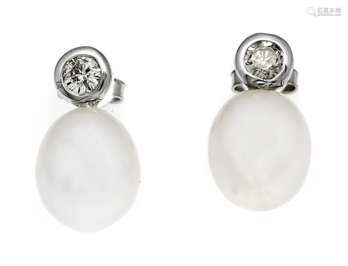 Pearl diamond stud earrings WG 5