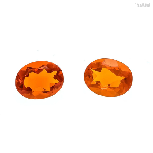 Fire opal pair, total 2.64 ct, o