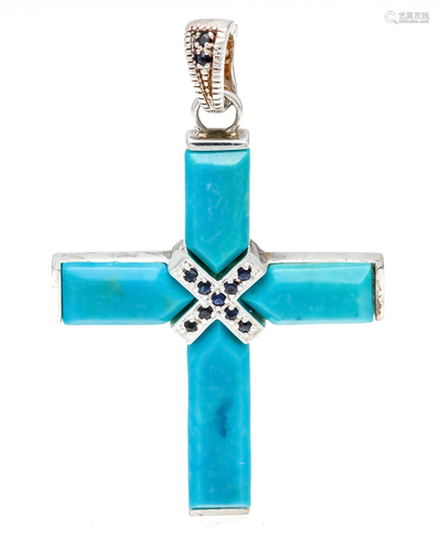 Turquoise sapphire clip pendant