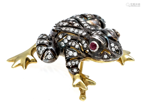 Old cut diamond brooch frog GG 5