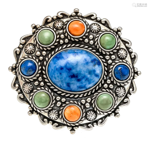 Gemstone pendant/brooch silver 9