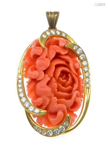 Coral and diamond pendant GG 750