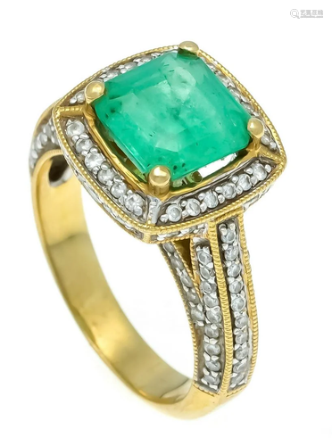 Emerald diamond ring GG/WG 750/0