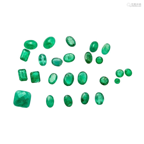 mixed lot 15 emeralds, together