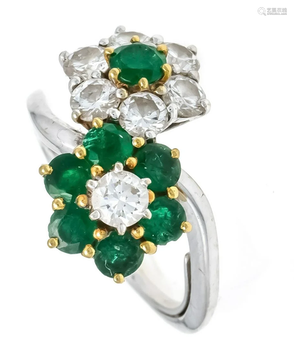 Emerald diamond ring WG 750/000