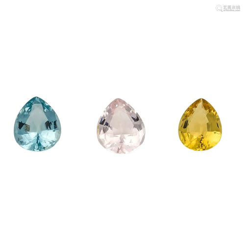 Set of 3 drop-shaped faceted ber