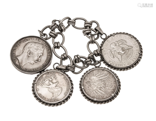 Coin bracelet silver 800/000 wit