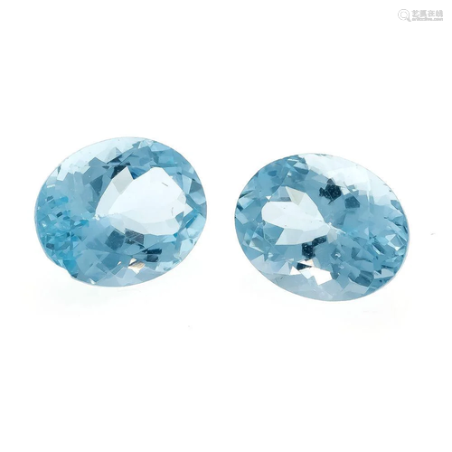 2 aquamarines, pair, 2.52 ct and