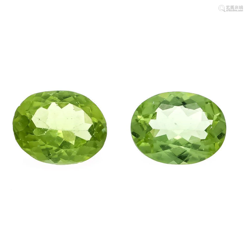 2 peridots, pair, 1.85 ct and 1.