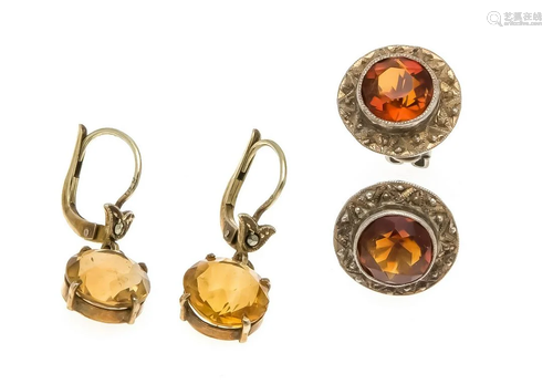 2 pairs of citrine earrings 1 x