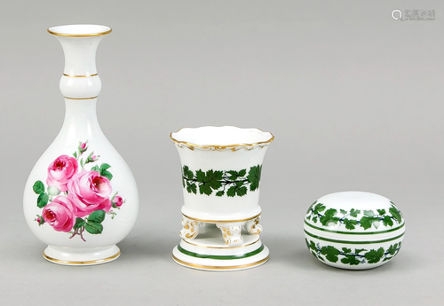 Three pieces Meissen, marks, 1