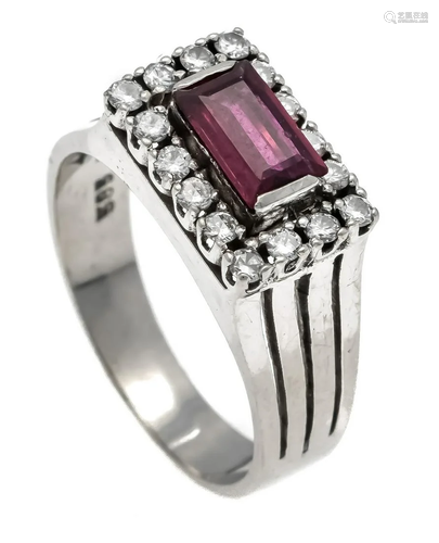 Ruby diamond ring WG 585/000 wit