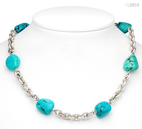 Turquoise necklace silver 925/00