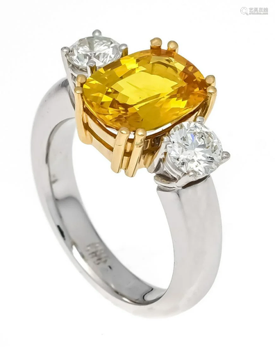 Yellow sapphire diamond ring WG