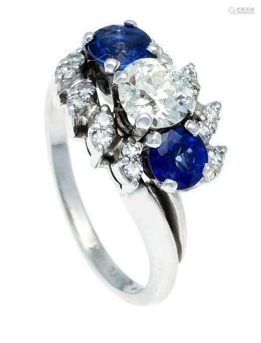 Sapphire old-cut diamond ring WG