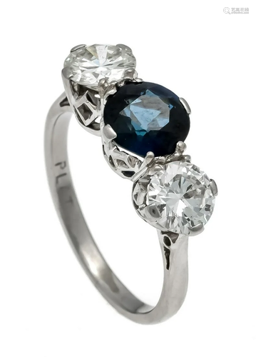 Sapphire diamond ring platinum w