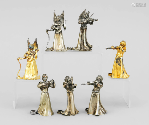 Seven small candelabra angels,