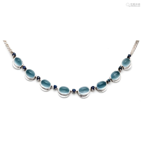 Aquamarine-sapphire necklace WG