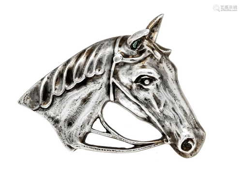 Brooch horse head silver 800/000