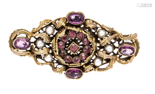 Amethyst brooch gold plated, aro