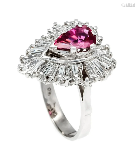 Ruby diamond ring WG 750/000 wit