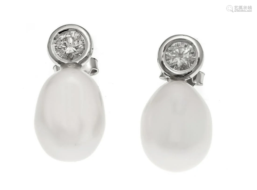 Pearl diamond stud earrings WG 5