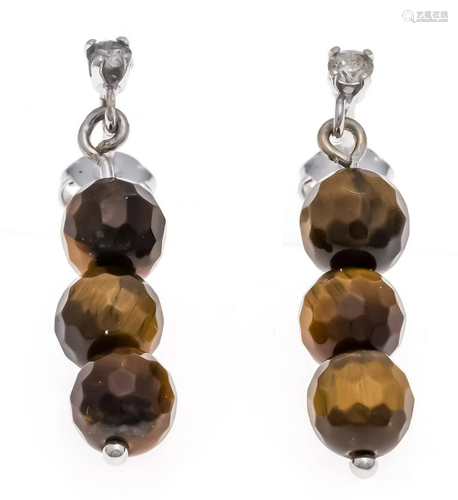 Tiger eye diamond stud earrings