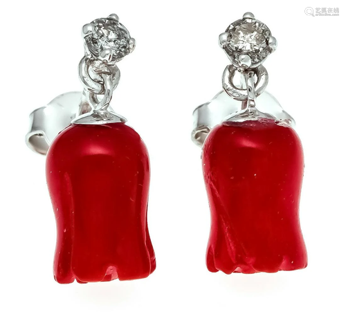 Coral diamond stud earrings WG 5