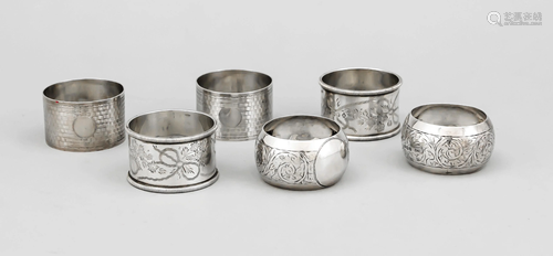 Three pairs of napkin rings, E