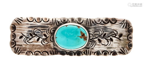 Turquoise brooch silver 900/000