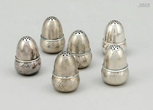 Six salt and pepper shakers, S