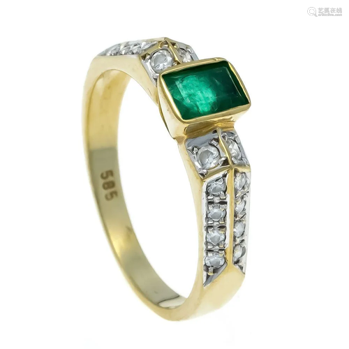 Emerald diamond ring GG/WG 585/0