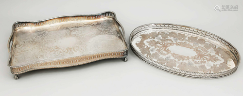 Two trays, 20th c. plated, 1x