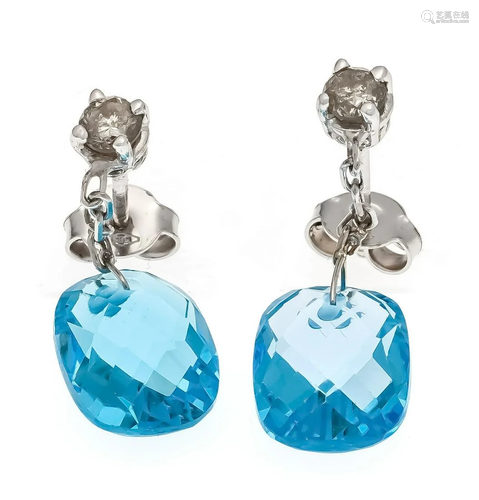 Blue topaz diamond stud earrings