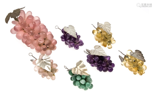 Set of 7 gemstone grapes, with r